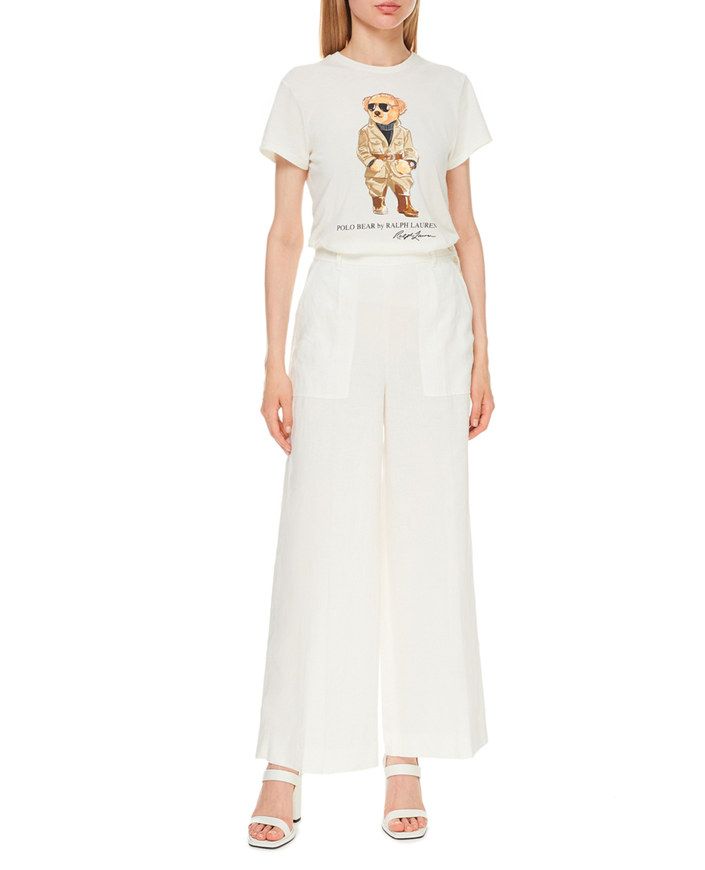 Лляні штани Polo Ralph Lauren 211837995001, білий колір • Купити в інтернет-магазині Kameron