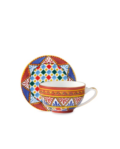Dolce&Gabbana Чайна чашка з блюдцем з порцеляни - Артикул: TC0102-TCA24