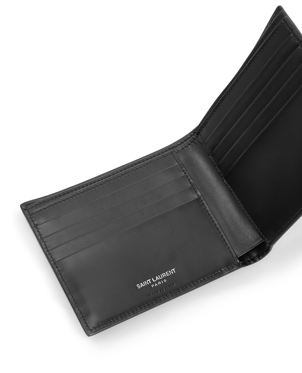 Кожаный кошелек Saint Laurent 607727-1JB0E, черный цвет • Купить в интернет-магазине Kameron