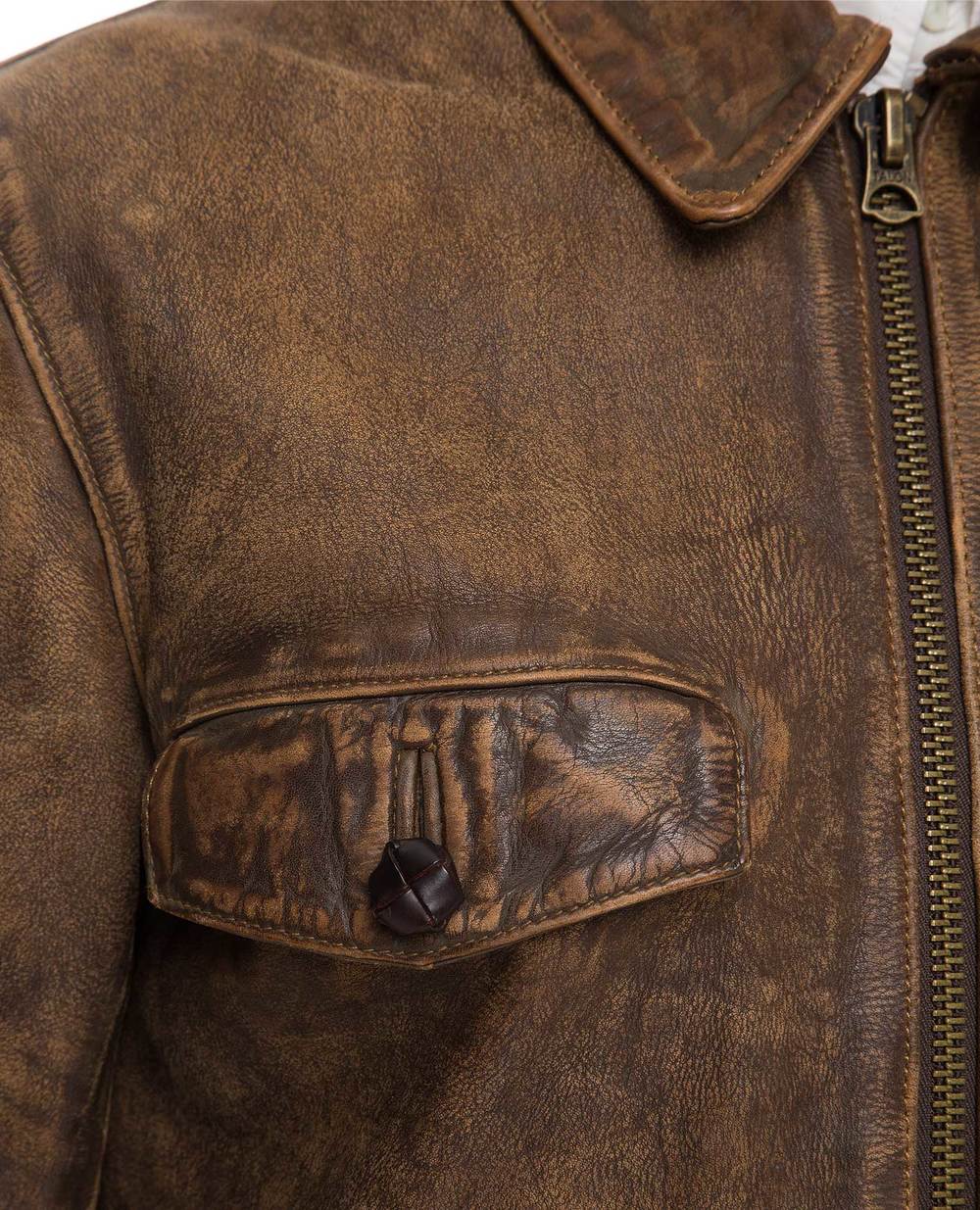Кожаная куртка Polo Ralph Lauren 717764001, коричневый цвет • Купить в интернет-магазине Kameron