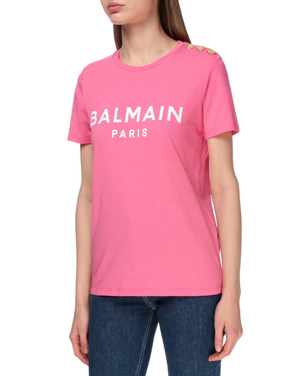 Футболка Balmain VF11350B001, рожевий колір • Купити в інтернет-магазині Kameron