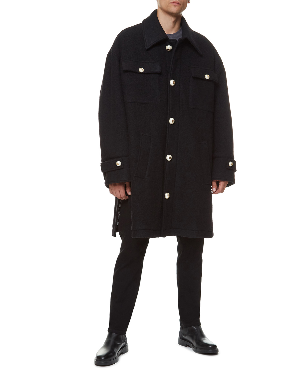 Шерстяное пальто Dolce&Gabbana G030TT-GEV64, черный цвет • Купить в интернет-магазине Kameron