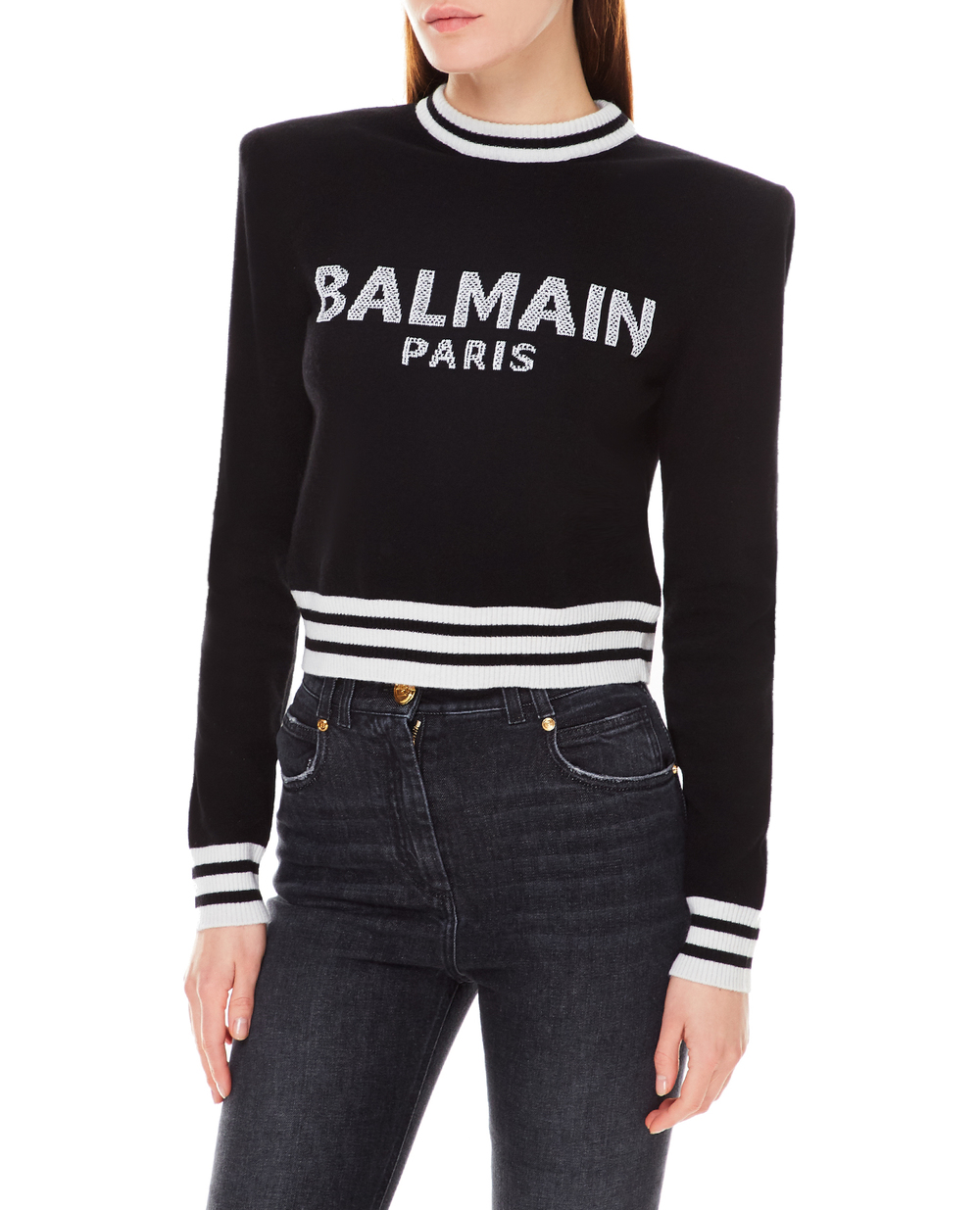 Вовняний светр Balmain XF1KA000KB01, чорний колір • Купити в інтернет-магазині Kameron