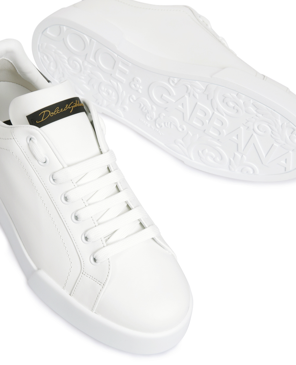 Кожаные сникеры Dolce&Gabbana CS1558-AS842, белый цвет • Купить в интернет-магазине Kameron