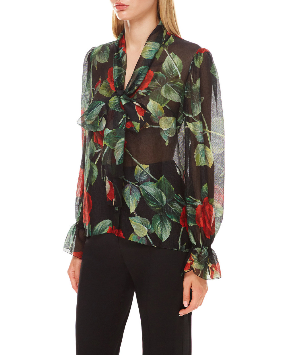 Шелковая блуза Dolce&Gabbana F5N69T-IS1JB, черный цвет • Купить в интернет-магазине Kameron