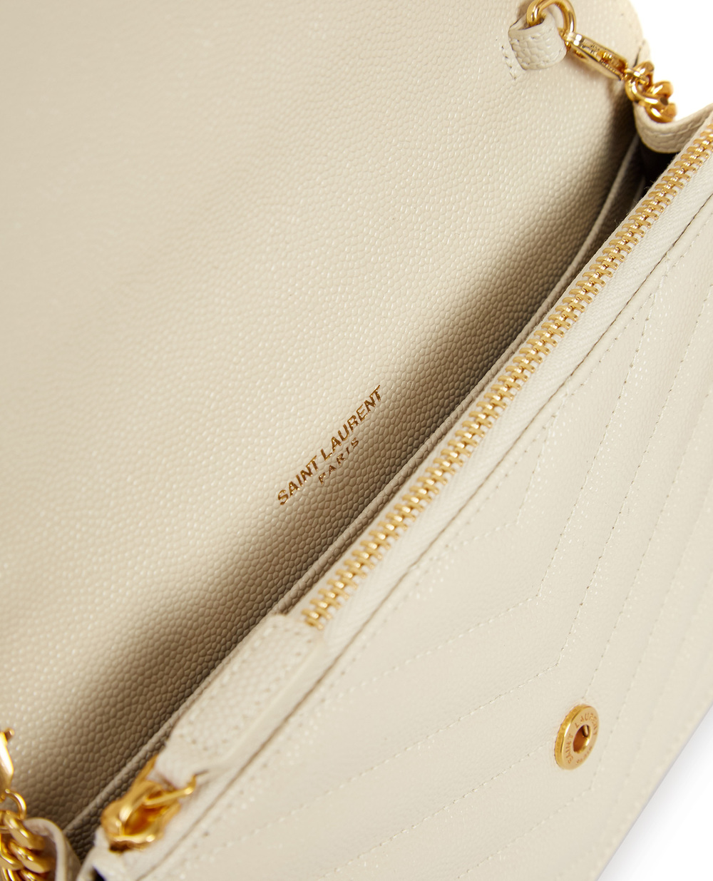 Кожаная сумка Envelope Saint Laurent 393953-BOW01-, белый цвет • Купить в интернет-магазине Kameron