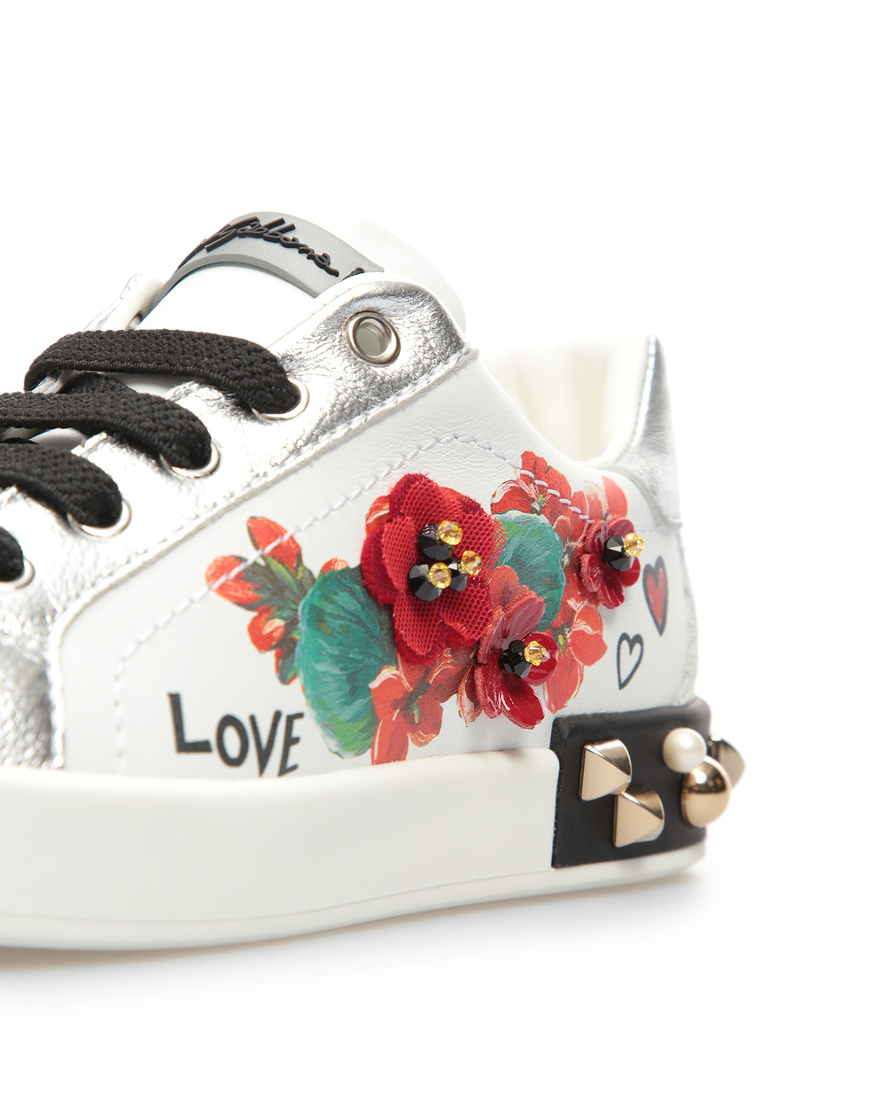 Кожаные сникеры Portofino Dolce&Gabbana Kids D10806-AS983-M, белый цвет • Купить в интернет-магазине Kameron