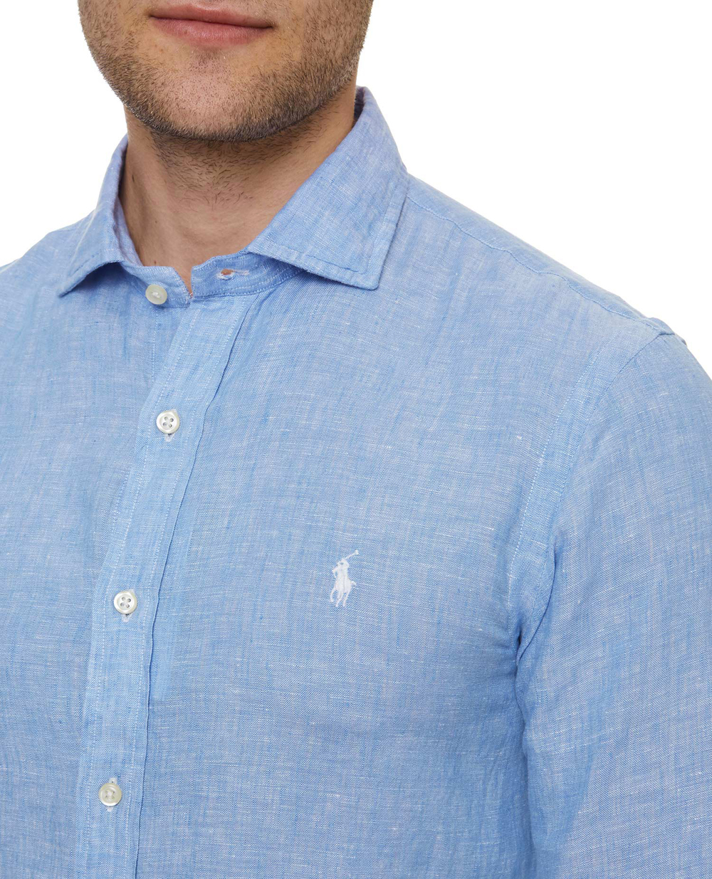Льняная рубашка Polo Ralph Lauren 710835509001, голубой цвет • Купить в интернет-магазине Kameron
