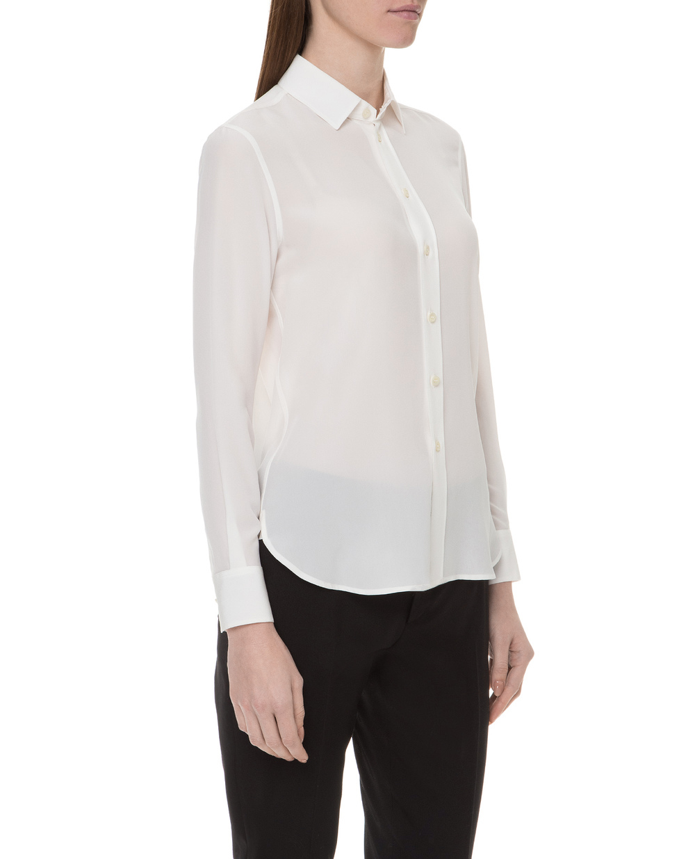 Шелковая блуза Saint Laurent 395733-Y100W-SS19, белый цвет • Купить в интернет-магазине Kameron
