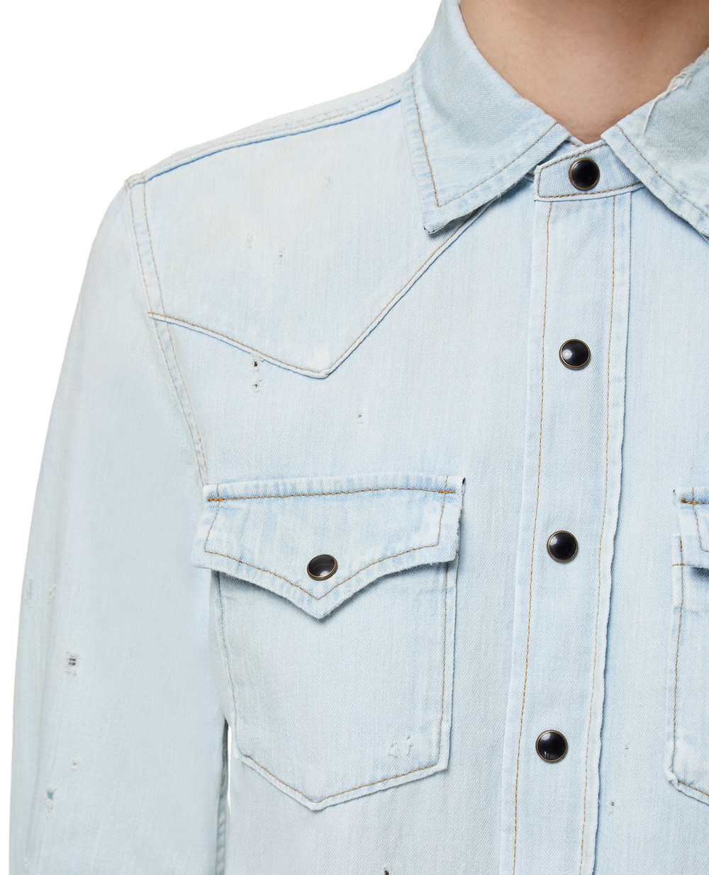Джинсовая рубашка Saint Laurent 651160-Y24AB, голубой цвет • Купить в интернет-магазине Kameron