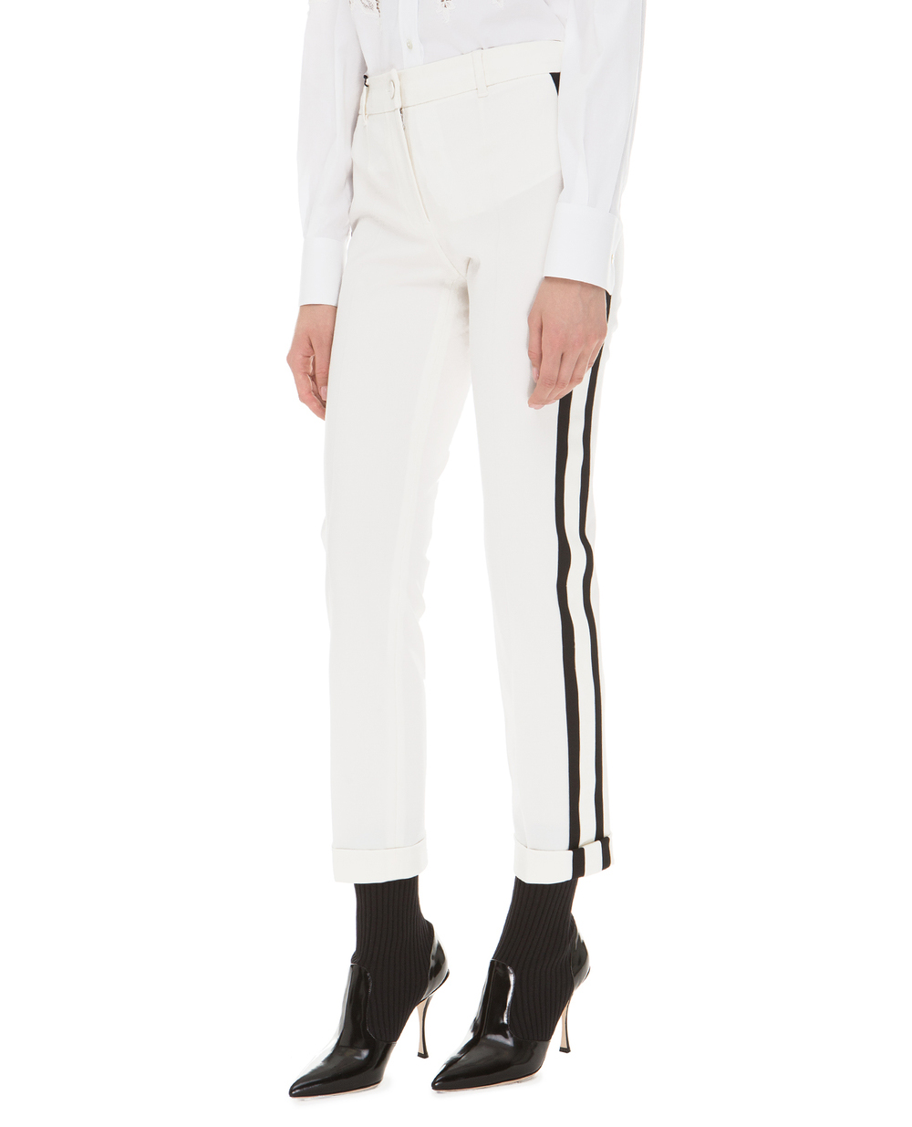 Шерстяные брюки Dolce&Gabbana FTBDET-FUCCS, белый цвет • Купить в интернет-магазине Kameron