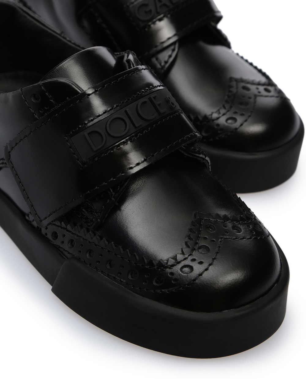Детские кожаные броги Dolce&Gabbana Kids DN0127-A1428-S, черный цвет • Купить в интернет-магазине Kameron