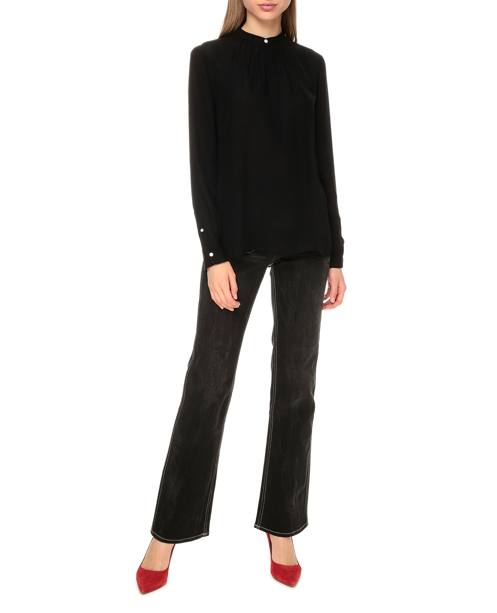 Шовкова блуза Polo Ralph Lauren 211780701001, чорний колір • Купити в інтернет-магазині Kameron