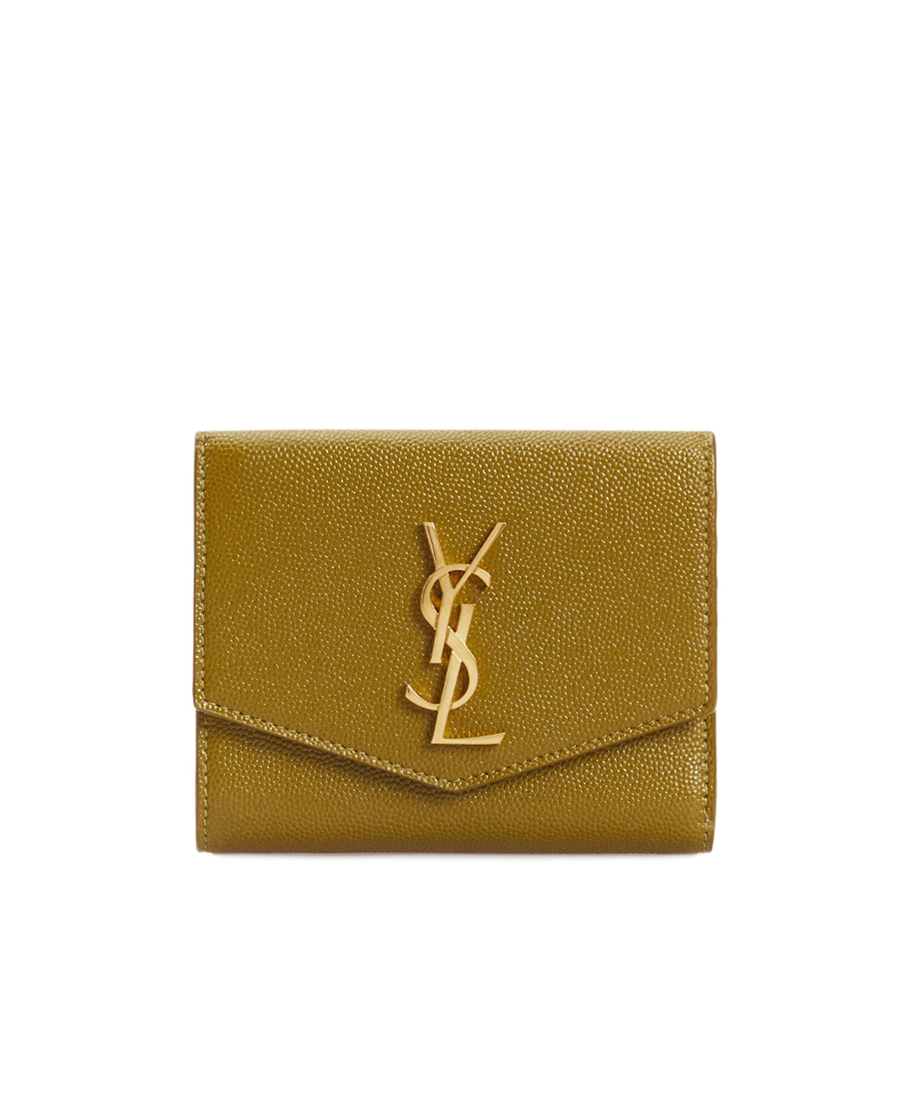 Кожаный кошелек Saint Laurent 582296-1GF0J, оливковый цвет • Купить в интернет-магазине Kameron