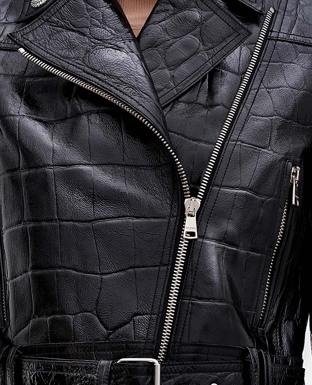 Куртка шкіряна Balmain BF0TD201LC68, чорний колір • Купити в інтернет-магазині Kameron