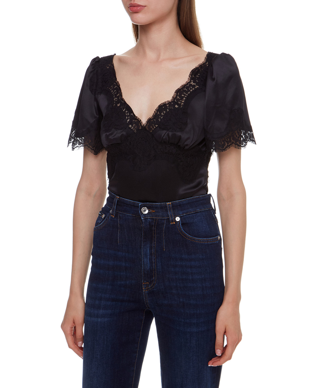 Шовкова блуза Dolce&Gabbana F7U44T-FURAG, чорний колір • Купити в інтернет-магазині Kameron
