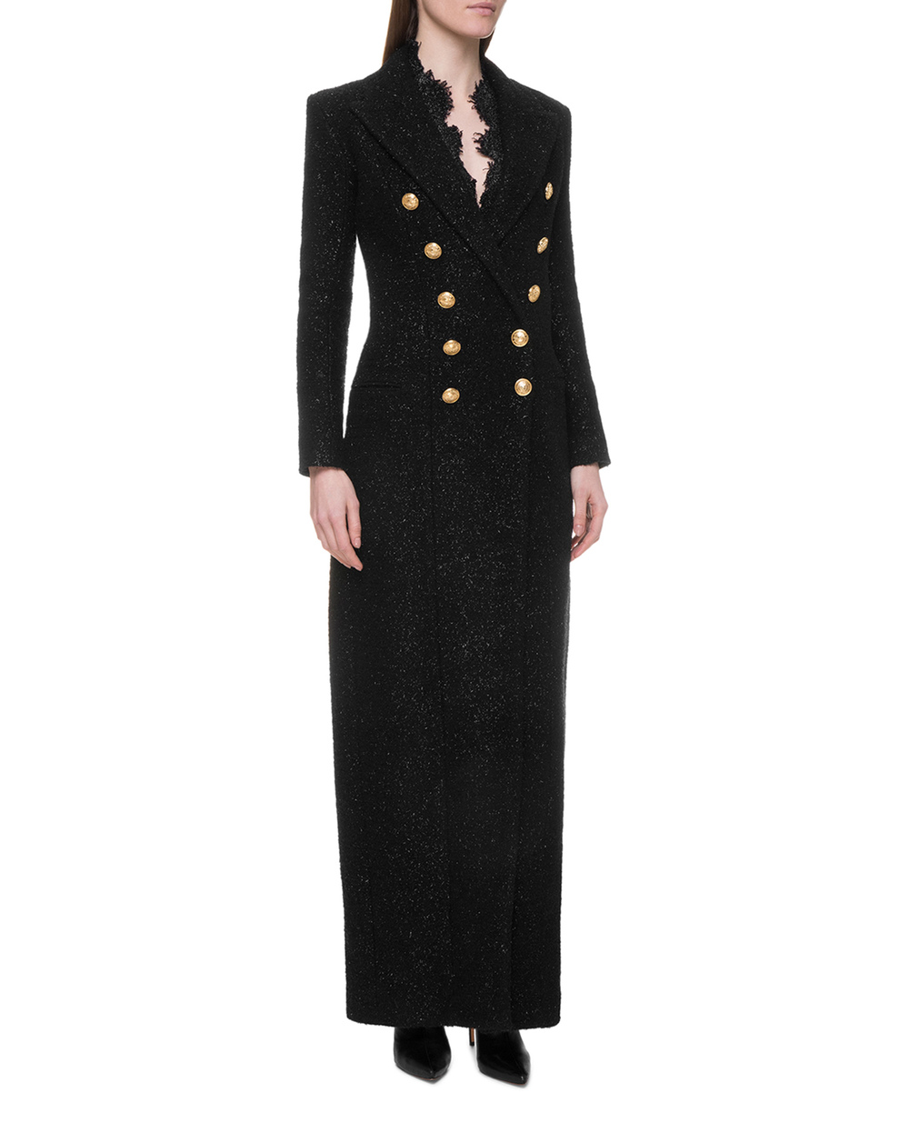 Шерстяное пальто Balmain 142425-W010, черный цвет • Купить в интернет-магазине Kameron