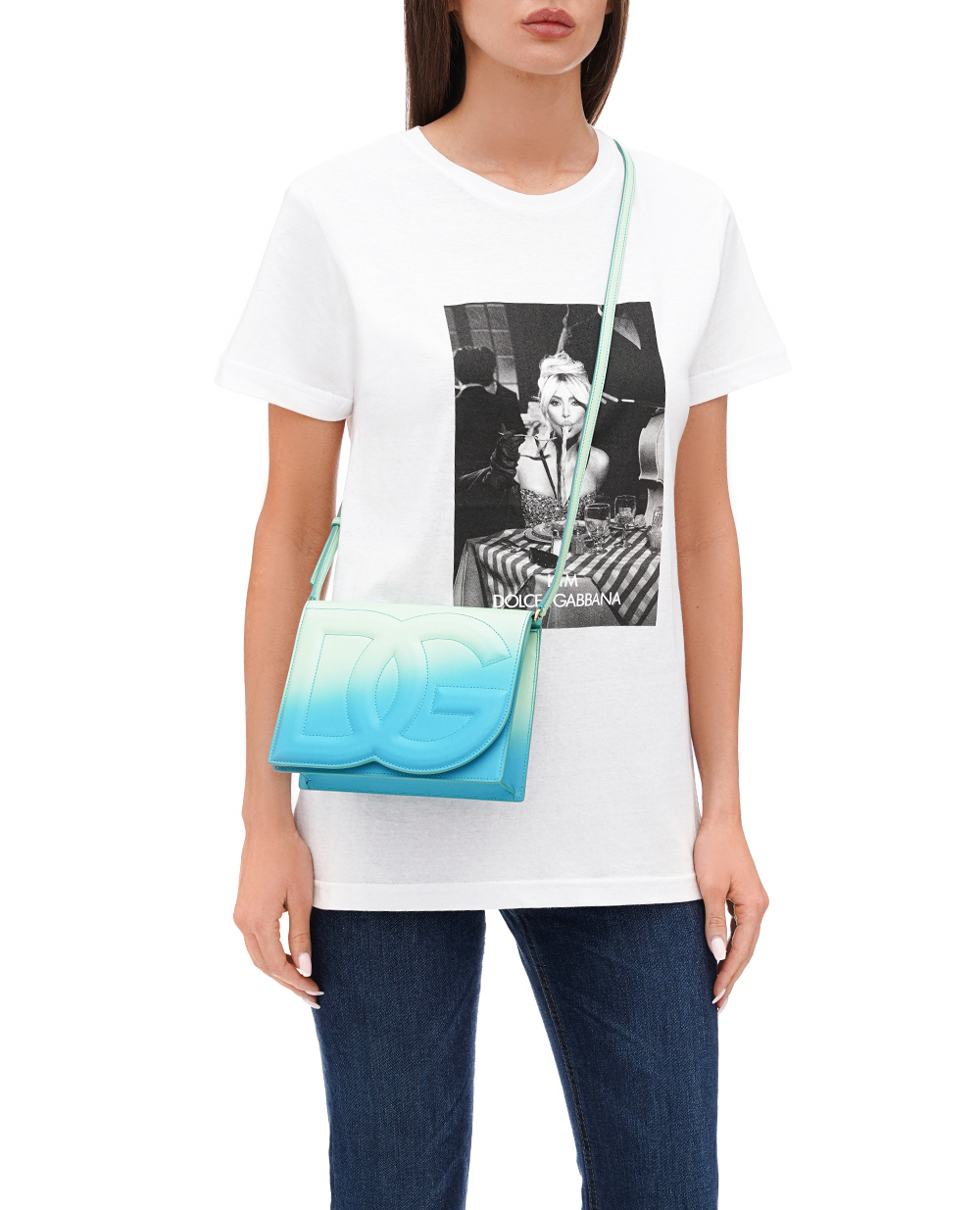 Кожаная сумка DG Logo Dolce&Gabbana BB7287-AS204, бирюзовый цвет • Купить в интернет-магазине Kameron