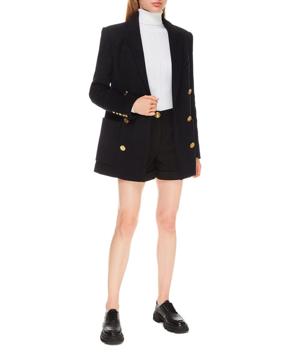 Вовняне пальто Balmain WF1SH010W006, чорний колір • Купити в інтернет-магазині Kameron