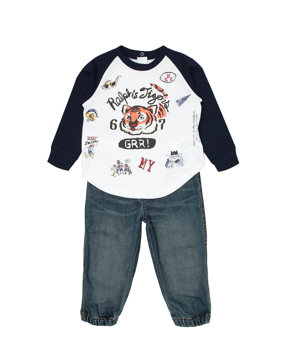 Дитячий костюм (лонгслів, джинси) Polo Ralph Lauren Kids 320750314001, білий колір • Купити в інтернет-магазині Kameron