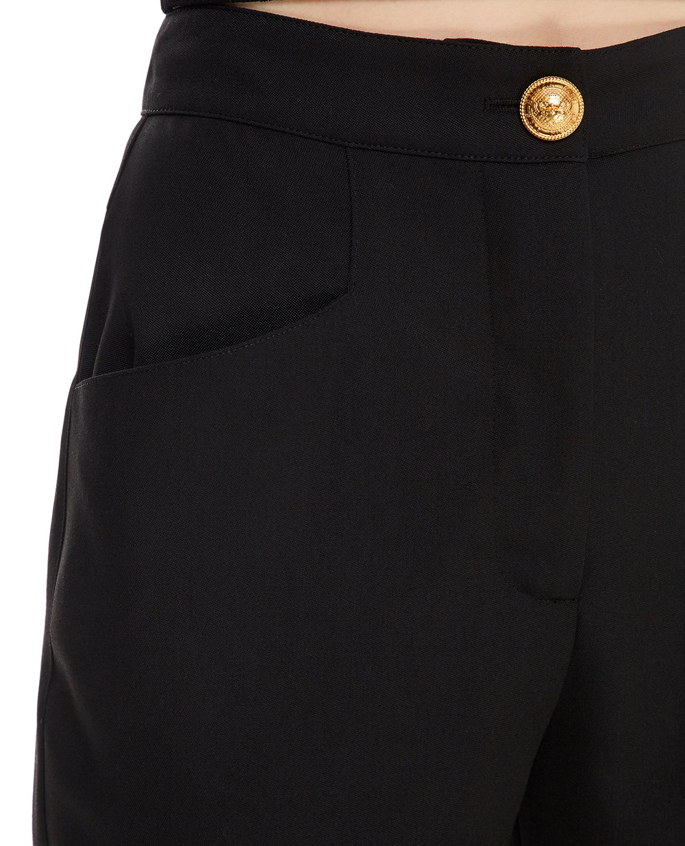 Шерстяные брюки Balmain WF1PD010W097, черный цвет • Купить в интернет-магазине Kameron
