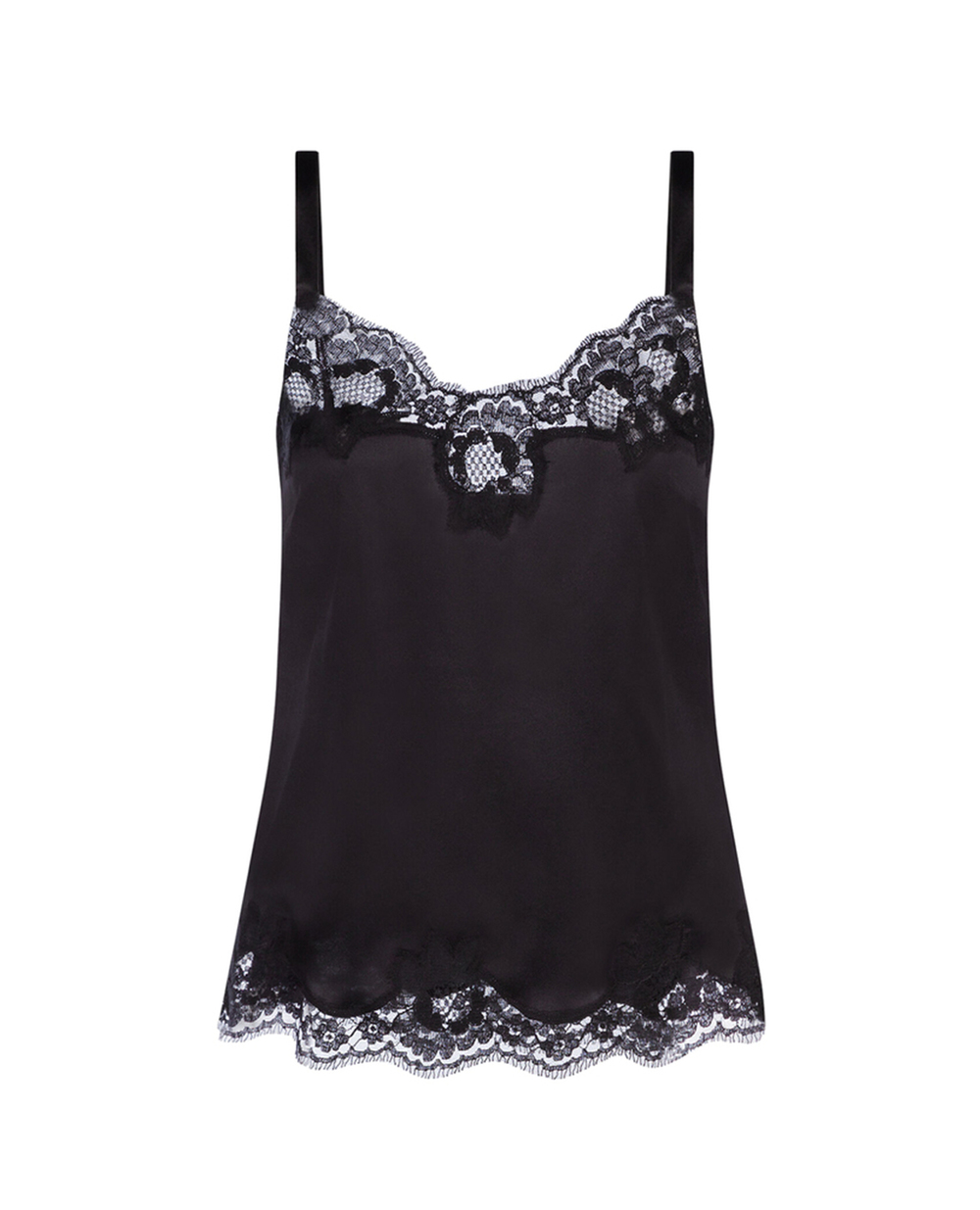 Шелковый топ Dolce&Gabbana O7A00T-FUAD8, черный цвет • Купить в интернет-магазине Kameron