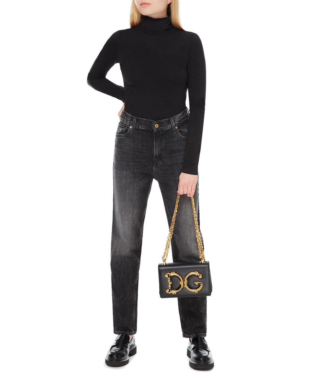 Кожаная сумка DG Girls Medium Dolce&Gabbana BB6498-AZ801, черный цвет • Купить в интернет-магазине Kameron