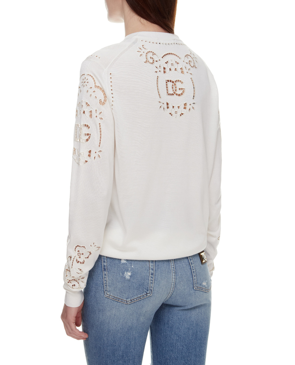 Шелковый джемпер Dolce&Gabbana FX274Z-JASPY, белый цвет • Купить в интернет-магазине Kameron