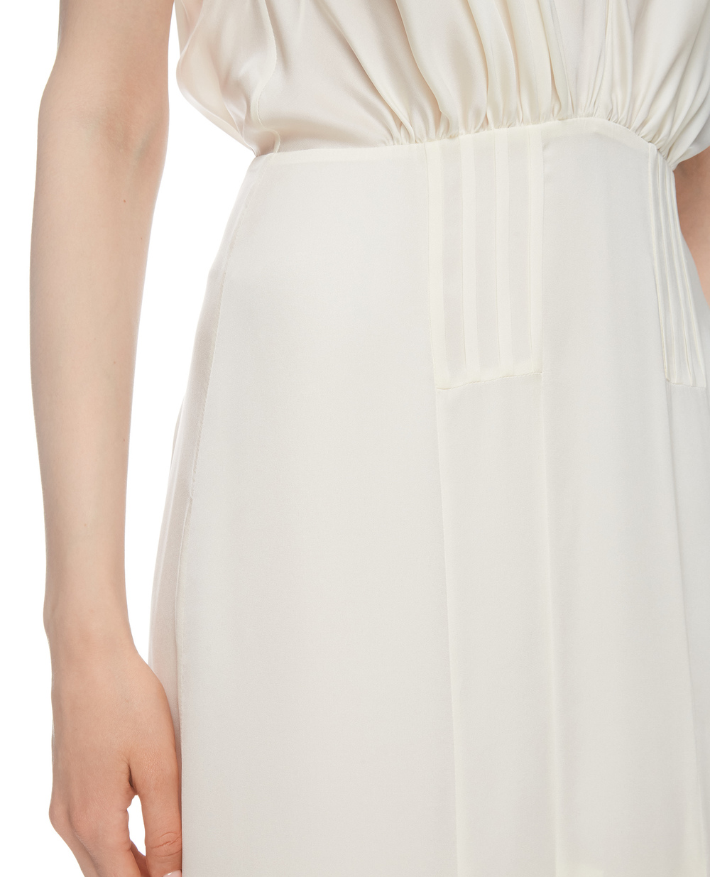Шелковое платье Saint Laurent 647932-Y7B20, белый цвет • Купить в интернет-магазине Kameron