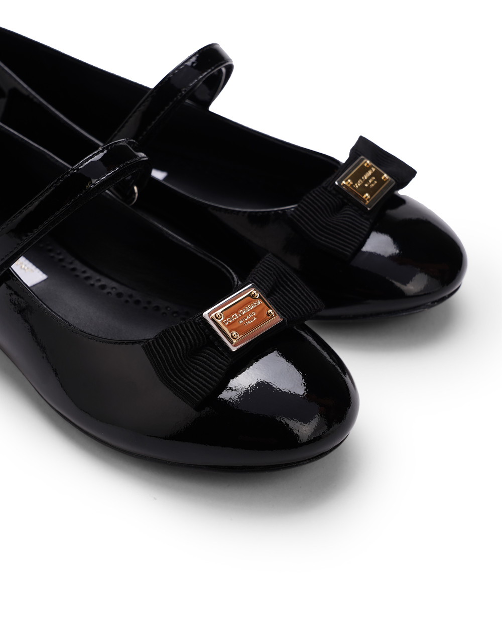 Детские лаковые балетки Dolce&Gabbana Kids D11193-A5291-L, черный цвет • Купить в интернет-магазине Kameron