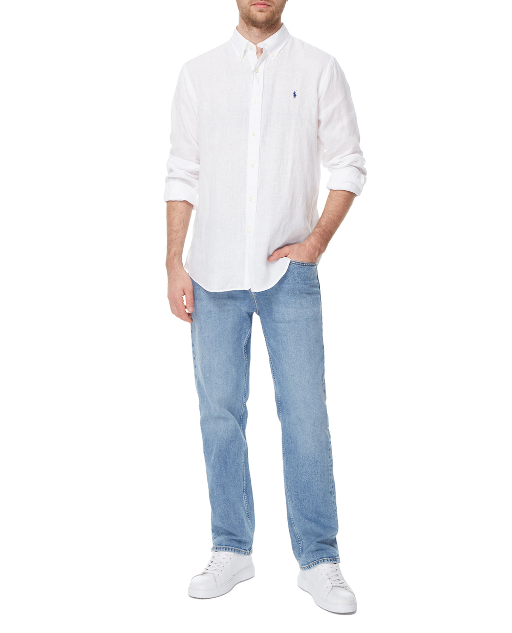 Льняная рубашка Polo Ralph Lauren 710794141005, белый цвет • Купить в интернет-магазине Kameron