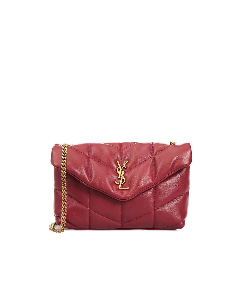 Кожаная сумка Puffer small Saint Laurent 620333-1EL07, бордовый цвет • Купить в интернет-магазине Kameron
