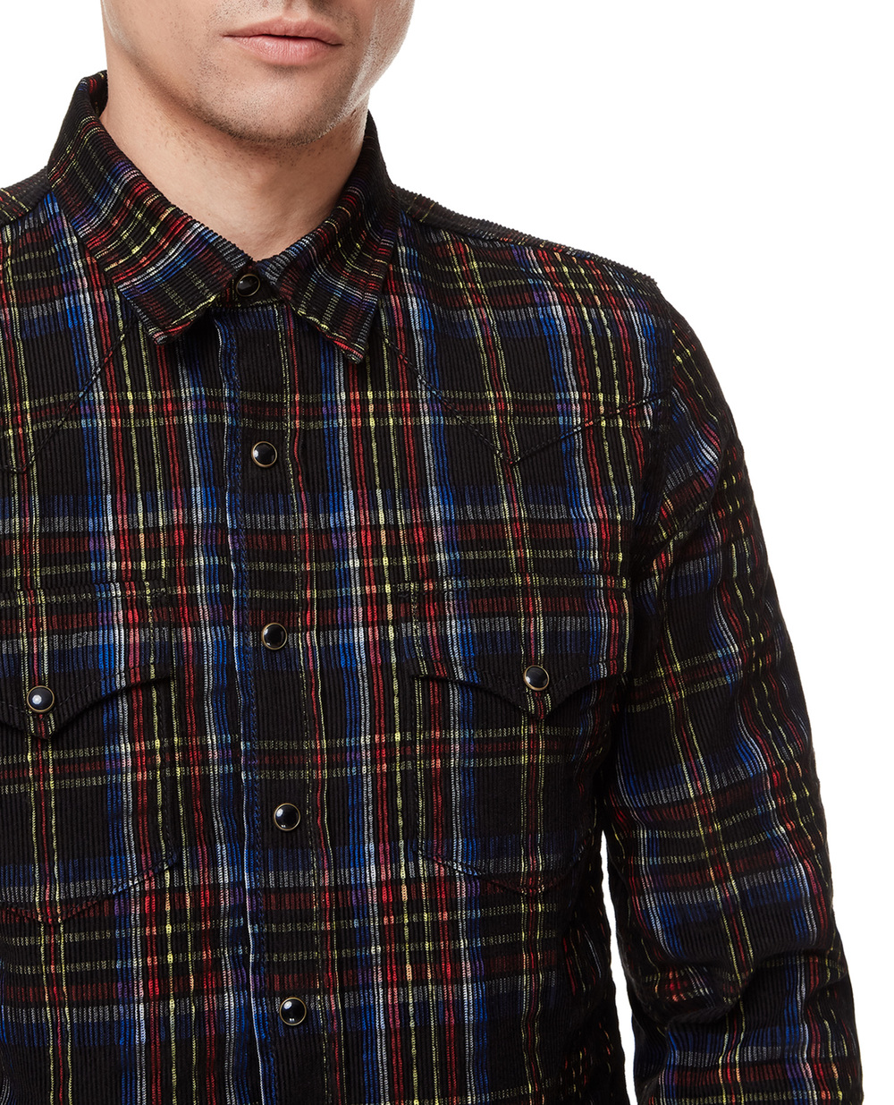 Вельветовая рубашка Saint Laurent 597059-Y22MA, разноцветный цвет • Купить в интернет-магазине Kameron