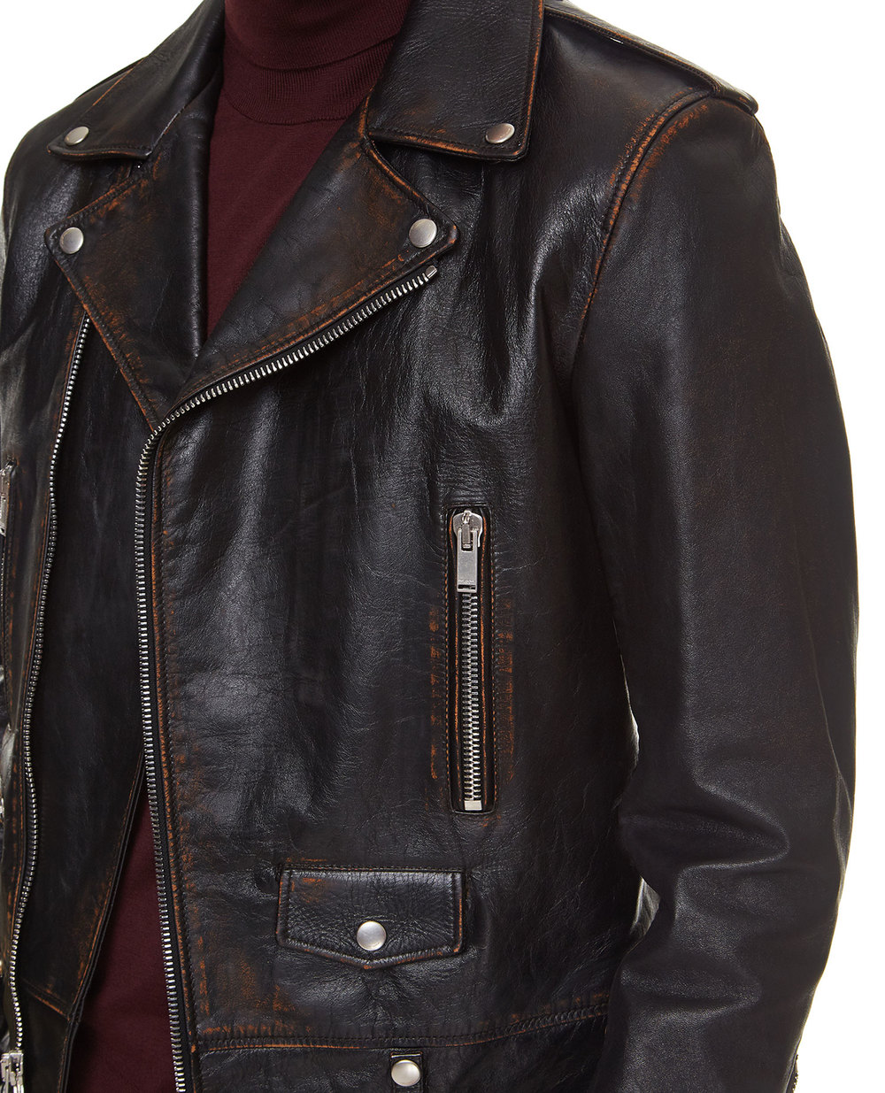 Шкіряна косуха Saint Laurent 484284-Y5RD2, чорний колір • Купити в інтернет-магазині Kameron