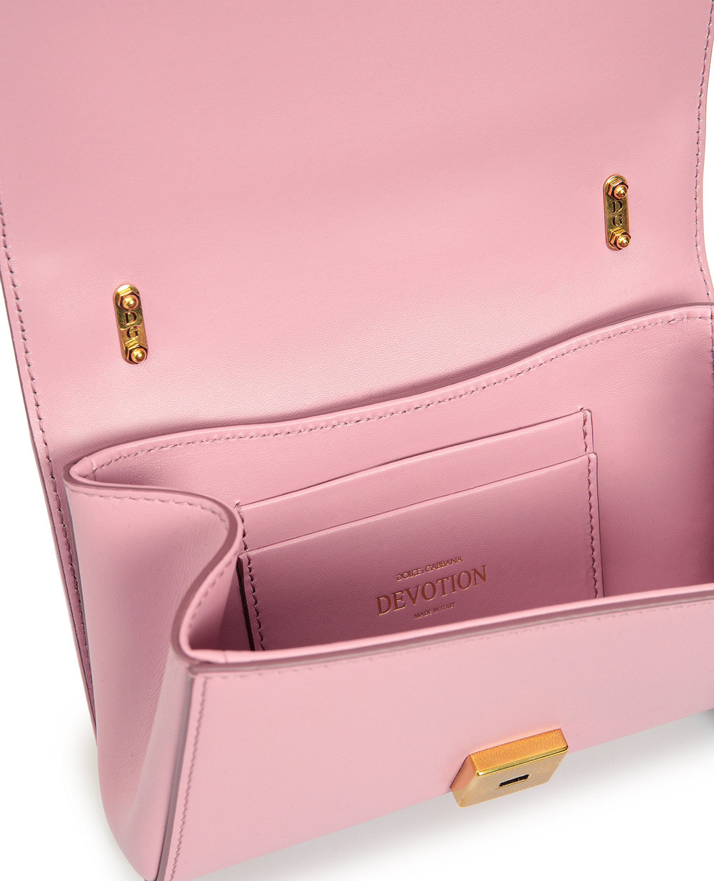Кожаная сумка Devotion mini Dolce&Gabbana BB6880-AV967, розовый цвет • Купить в интернет-магазине Kameron