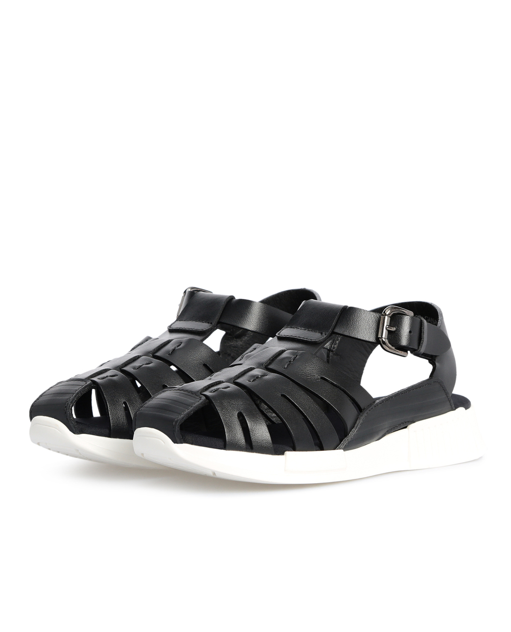 Дитячі шкіряні сандалі Dolce&Gabbana Kids DA0910-A1048-M, чорний колір • Купити в інтернет-магазині Kameron