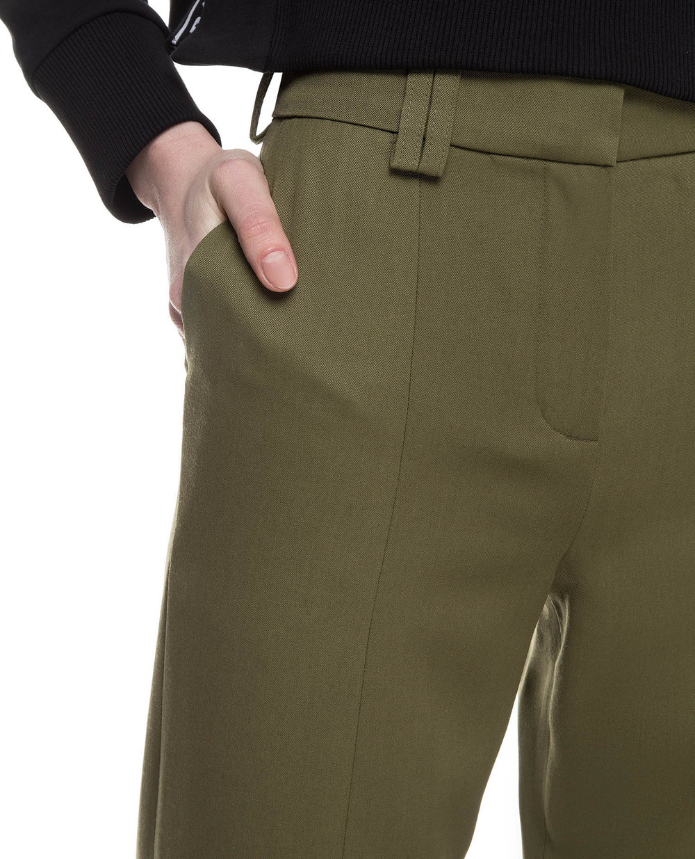 Шерстяные брюки Balmain TF15172167L-S, зеленый цвет • Купить в интернет-магазине Kameron