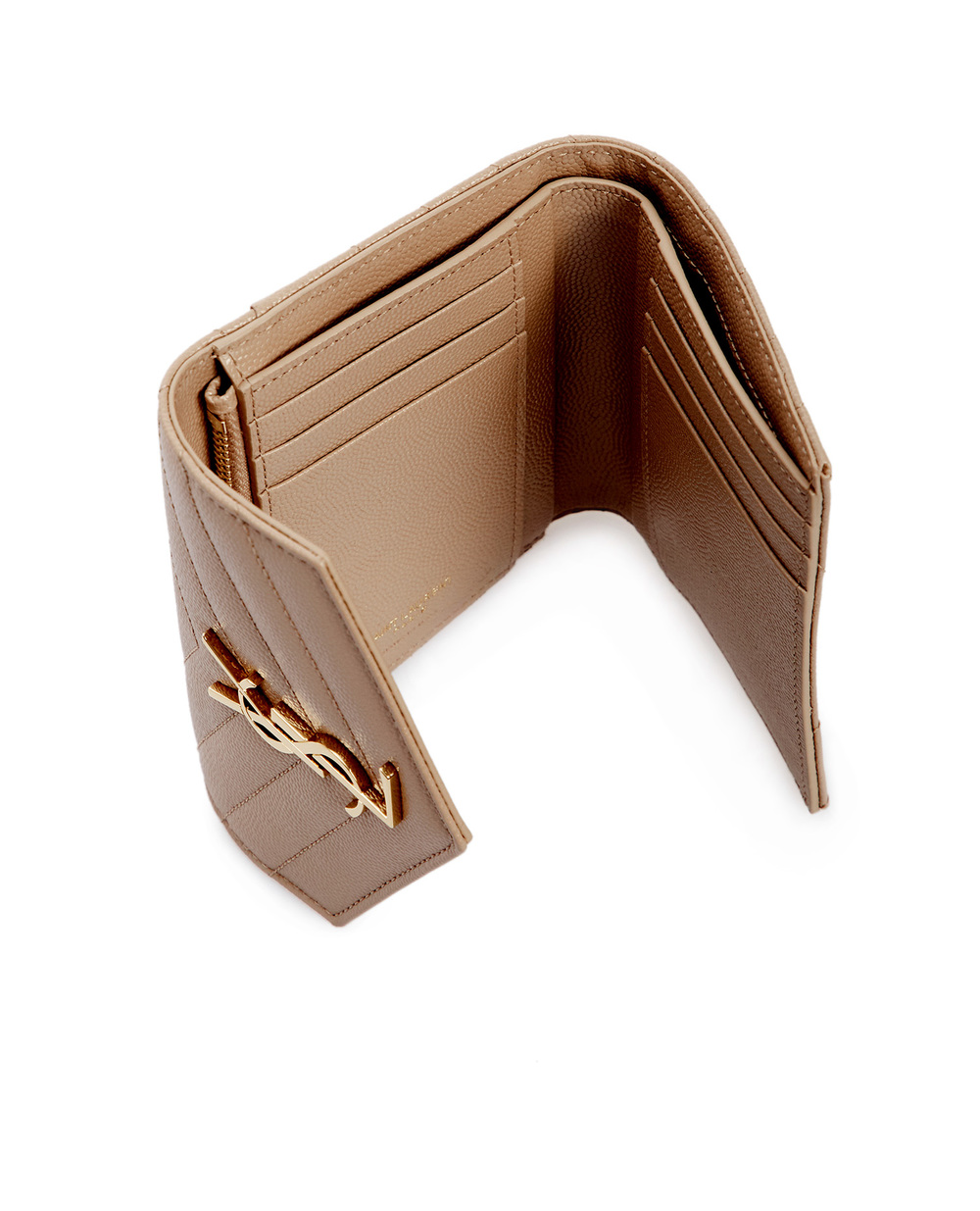 Кожаный кошелек Saint Laurent 403943-BOW01-, бежевый цвет • Купить в интернет-магазине Kameron