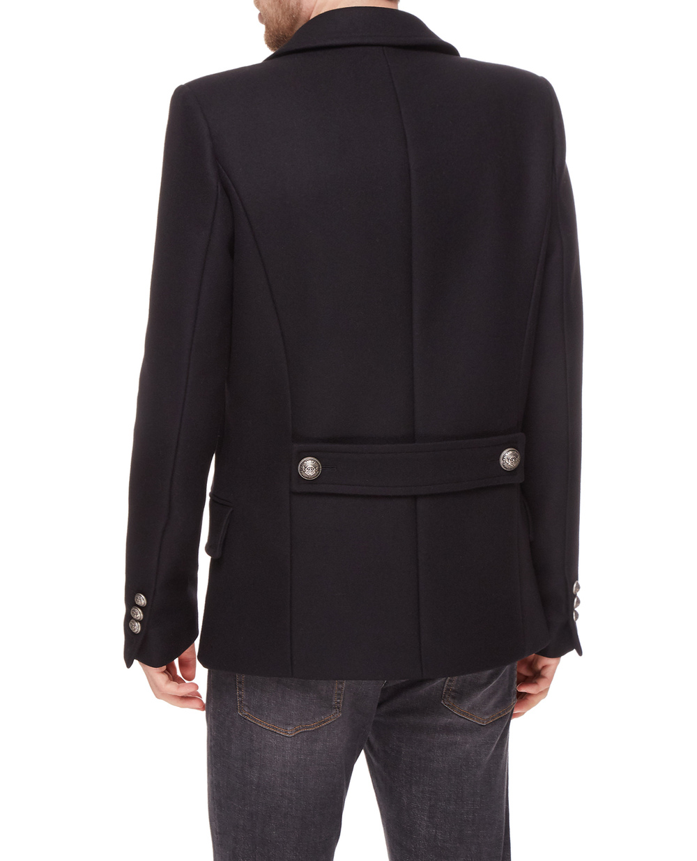 Вовняне пальто Balmain YH1UC033WB06, чорний колір • Купити в інтернет-магазині Kameron
