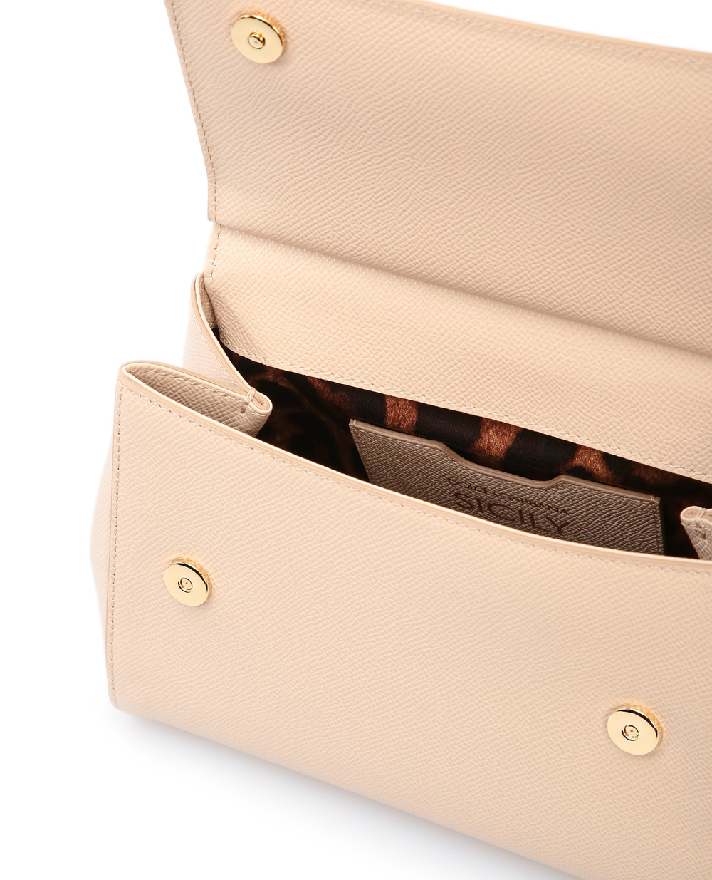 Кожаная сумка Sicily Medium Dolce&Gabbana BB6003-A1001, бежевый цвет • Купить в интернет-магазине Kameron