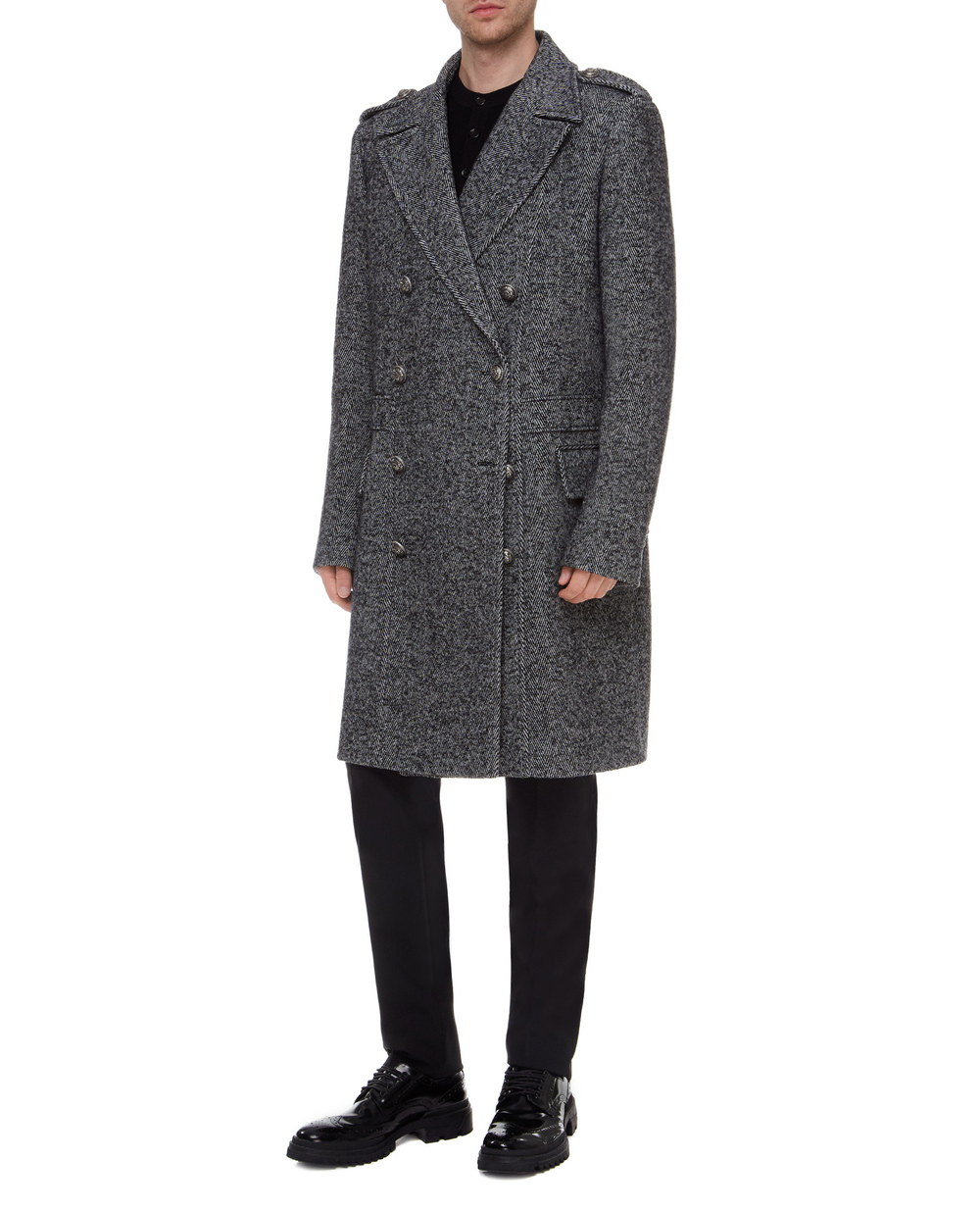 Вовняне пальто Balmain UH18090W066, сірий колір • Купити в інтернет-магазині Kameron