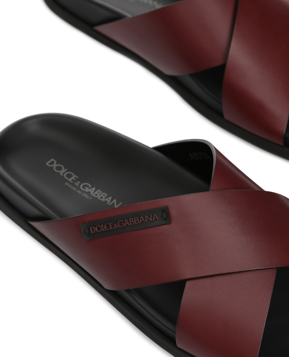 Шкіряні слайдери Dolce&Gabbana A80134-AZ630, коричневий колір • Купити в інтернет-магазині Kameron