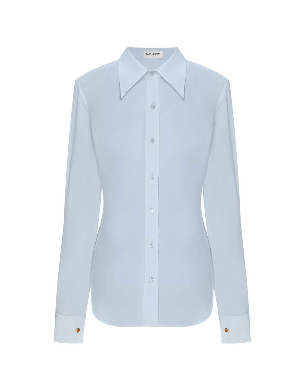 Шелковая блуза Saint Laurent 679108-Y100W, голубой цвет • Купить в интернет-магазине Kameron