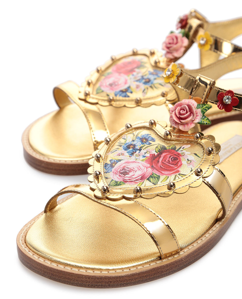 Детские кожаные босоножки Dolce&Gabbana Kids D10839-AK985-L, золотой цвет • Купить в интернет-магазине Kameron