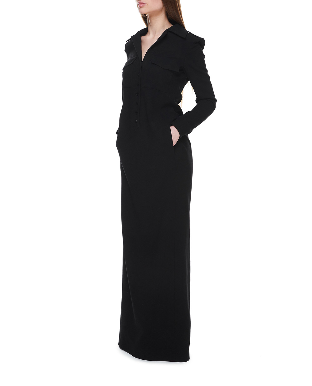 Вовняна сукня Saint Laurent 703906-Y024K, чорний колір • Купити в інтернет-магазині Kameron