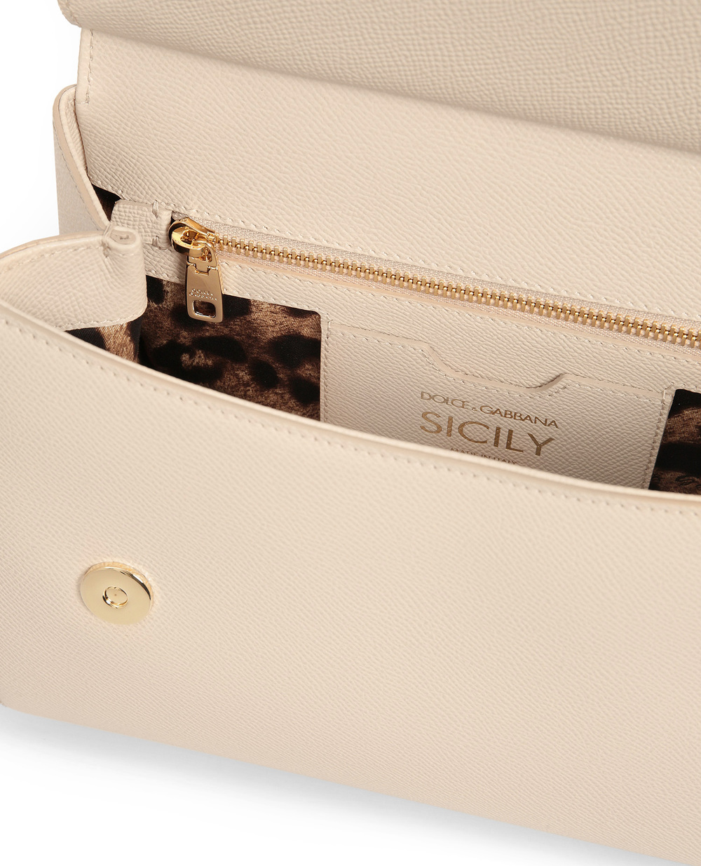 Кожаная сумка Sicily Large Dolce&Gabbana BB6002-A1001, бежевый цвет • Купить в интернет-магазине Kameron