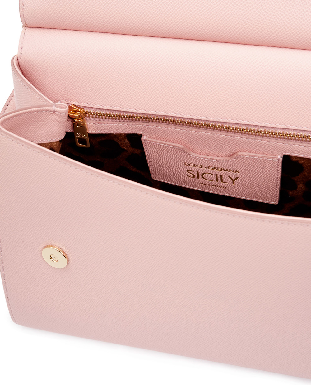 Кожаная сумка Sicily Dolce&Gabbana BB6235-A1001FW18, розовый цвет • Купить в интернет-магазине Kameron