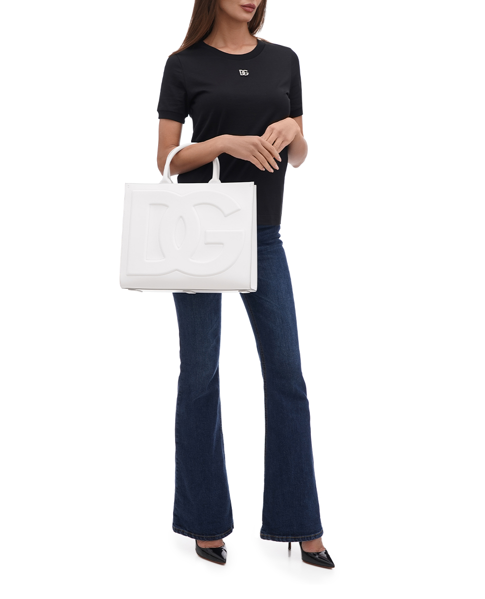 Шкіряна сумка DG Daily Medium Dolce&Gabbana BB7277-AQ269, білий колір • Купити в інтернет-магазині Kameron