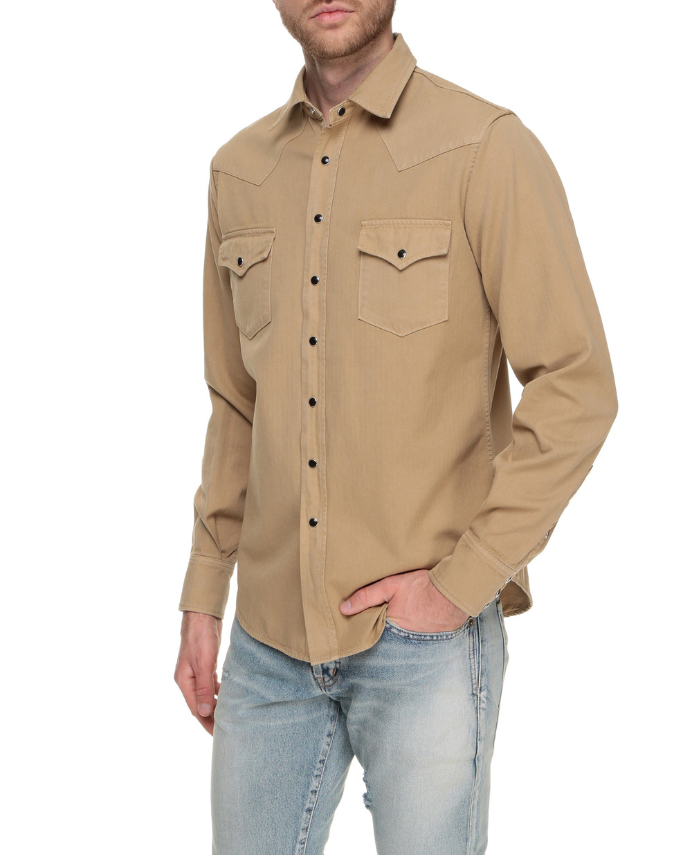 Рубашка Saint Laurent 597059-Y27BB, бежевый цвет • Купить в интернет-магазине Kameron