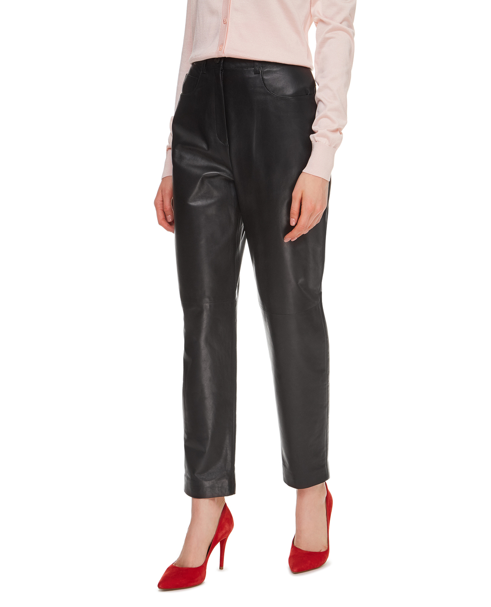 Шкіряні штани Dolce&Gabbana FTBYHL-HULJ7, чорний колір • Купити в інтернет-магазині Kameron